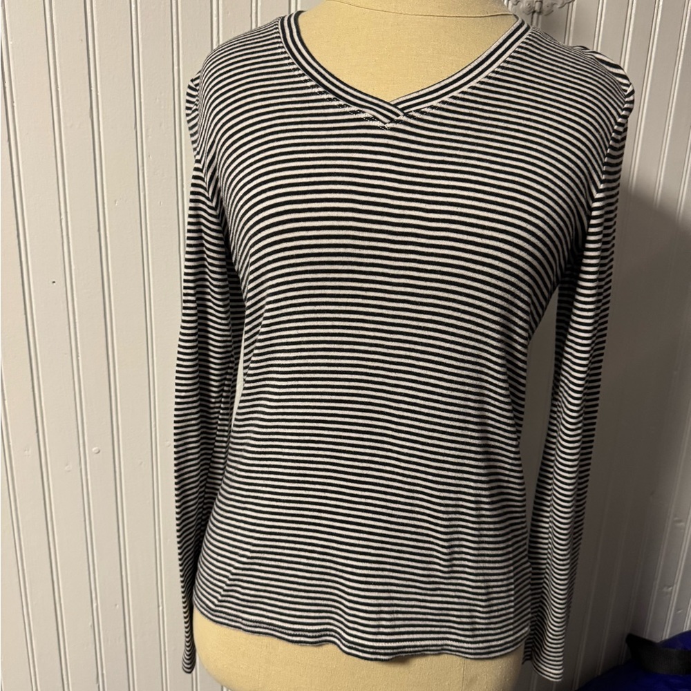 Eddie Bauer Black and White Striped Shirt